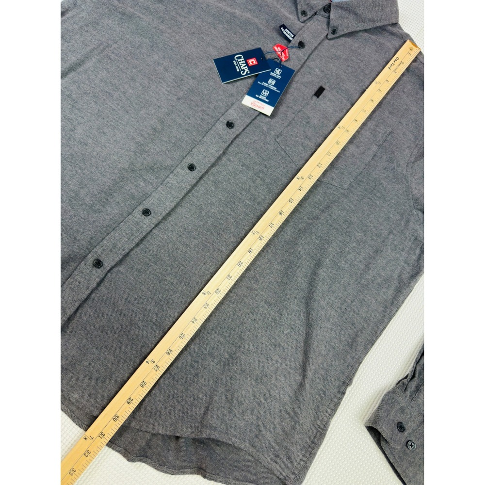 Chaps Mens 2XB Charcoal Grey Stretch Button Down Shirt Big & Tall NEW - Picture 4 of 13
